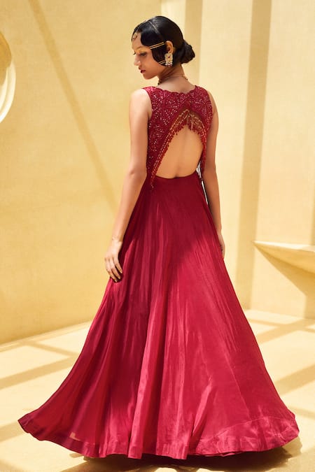 Charu And Vasundhara Rebacca Floral Embroidered Gown 