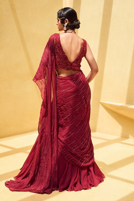 Charu And Vasundhara Regan Draped Lehenga Saree With Blouse 