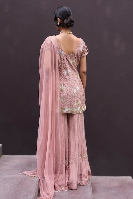 Charu And Vasundhara Renafa Embroidered Kurta Sharara Set 