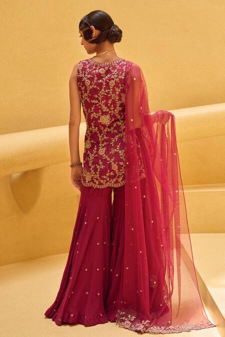 Charu And Vasundhara Reshma Embroidered Kurta Sharara Set 