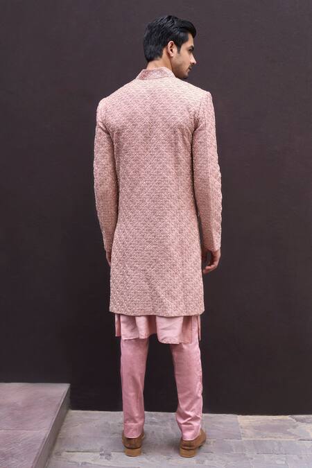 Charu And Vasundhara Rohak Hand Embroidered Sherwani Set 