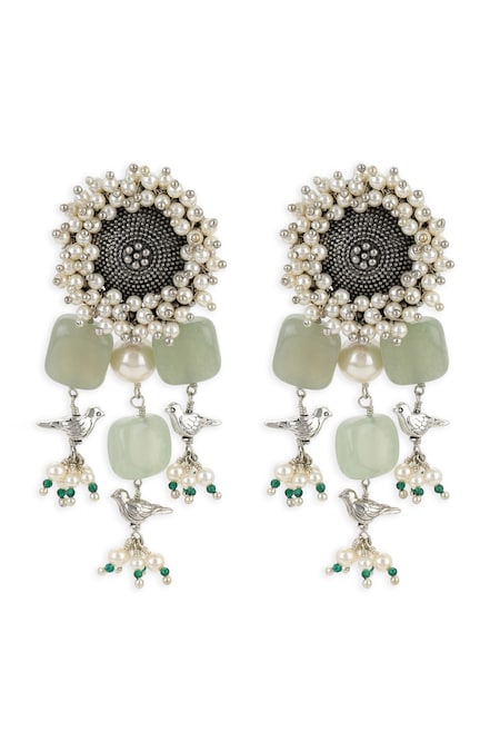 Heer-House Of Jewellery Silver Plated Stones Sage Brid Dangler Earrings