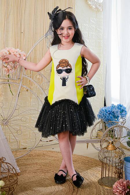 Hoity Moppet White Crepe, Satin Embroidery Audrey Shift Dress at Aza Fashions Hoity Moppet_White Crepe, Satin Embroidery Audrey Shift Dress _at_Aza_Fashions