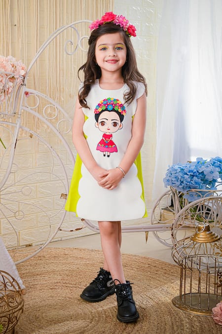 Shop Hoity Moppet White Crepe, Satin Embroidery Frida Kahlo Dress Online at Aza Fashions Shop_Hoity Moppet_White Crepe, Satin Embroidery Frida Kahlo Dress _Online_at_Aza_Fashions
