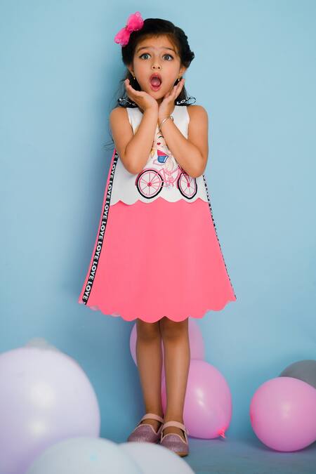 Hoity Moppet_Pink Crepe, Satin Embroidery Marilyn Dress _Online_at_Aza_Fashions