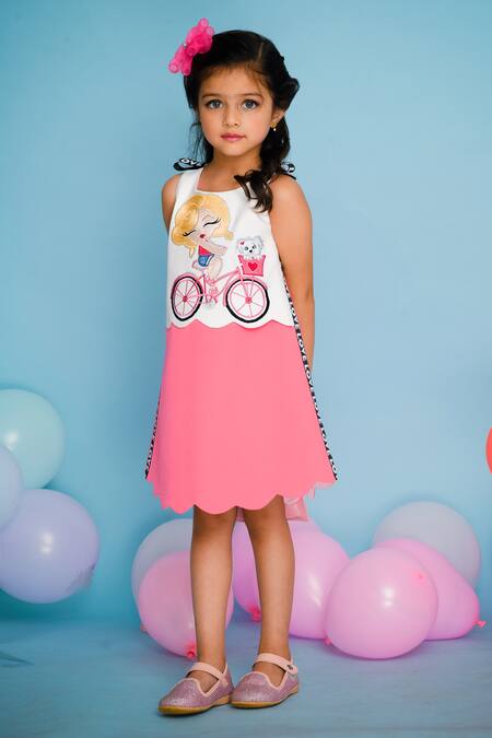 Shop_Hoity Moppet_Pink Crepe, Satin Embroidery Marilyn Dress _Online_at_Aza_Fashions