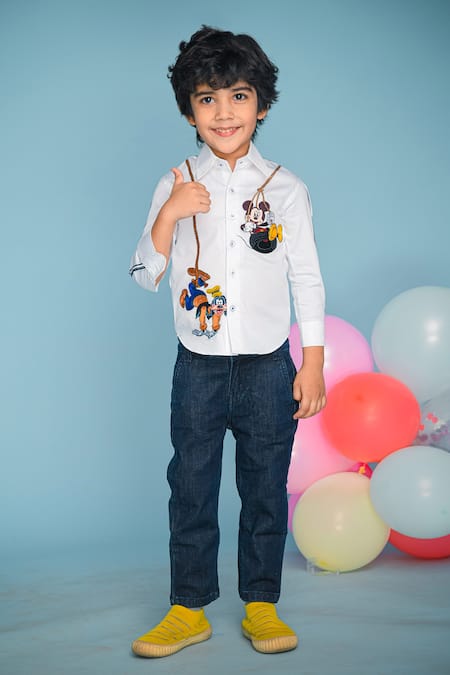 Hoity Moppet_White Cotton Embroidery Shirt _Online_at_Aza_Fashions
