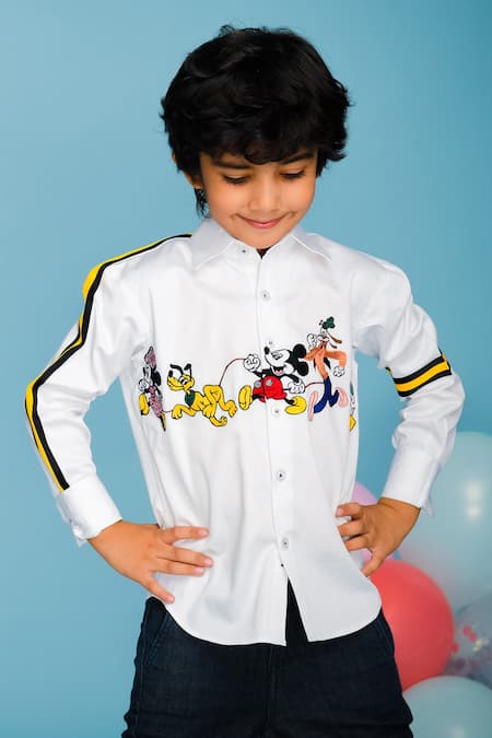 Buy Hoity Moppet White Cotton Embroidery Mickey Shirt Online at Aza Fashions Buy_Hoity Moppet_White Cotton Embroidery Mickey Shirt _Online_at_Aza_Fashions