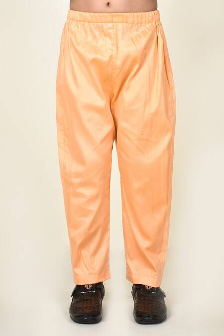 Banana Bee_Yellow Cotton, Chanderi Floral, Gota Kurta And Pant Set_at_Aza_Fashions