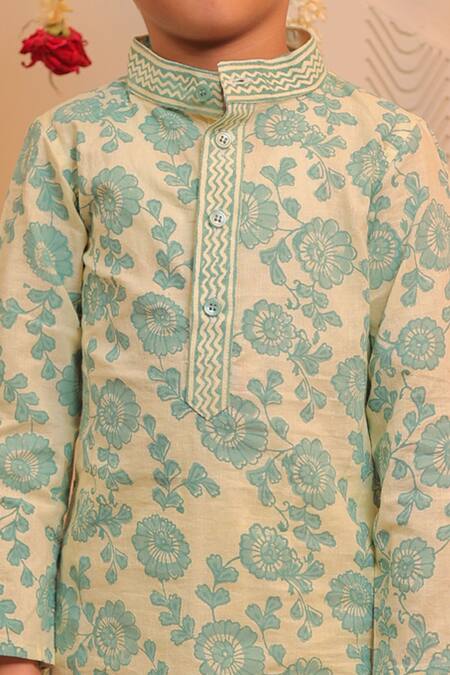 Tiny Colour Blue Cotton Embroidery Lily Printed Kurta Set at Aza Fashions Tiny Colour_Blue Cotton Embroidery Lily Printed Kurta Set _at_Aza_Fashions