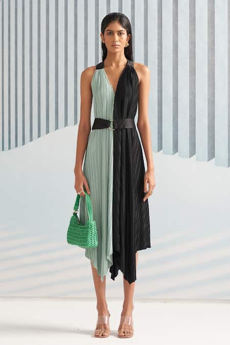 Pleats By Aruni Halter Neck Pleated Dress 