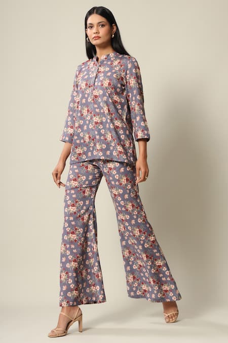 Pasha India Floral Print Short Tunic & Pant Set 