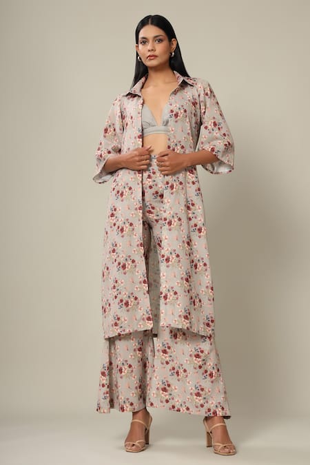 Pasha India Floral Print Jacket & Pant Set 