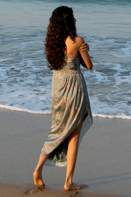 Vivek Patel One Shoulder Draped Dress 