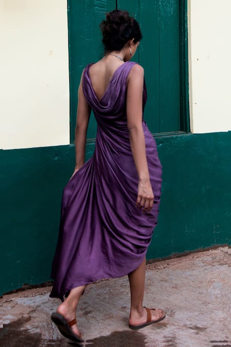 Vivek Patel Sleeveless Draped Dress 