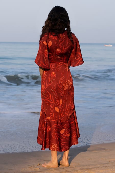 Vivek Patel Floral Print Midi Dress 