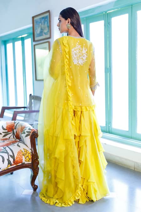 Neeta Bhargava Floral Embroidered Kurta Gharara Set 