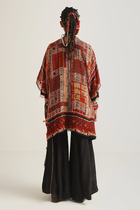 Shop_Aseem Kapoor_Multi Color Sheer Silk Printed Floral And Geometric Motifs Veni Jacket  _at_Aza_Fashions