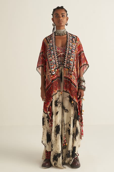 Buy_Aseem Kapoor_Multi Color Jacket Sheer Silk, Trouser Natural Crepe Chandra Set With Veni_Online_at_Aza_Fashions