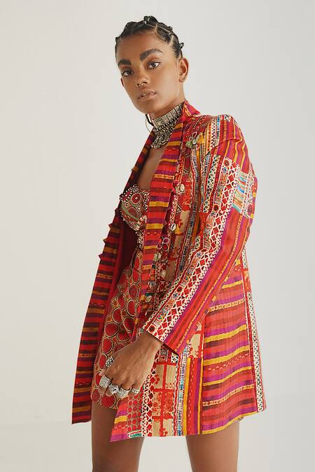 Shop Aseem Kapoor Multi Color Jacket Mushroom Twill, Trouser Chandra Shorts Set With Dhani at Aza Fashions Shop_Aseem Kapoor_Multi Color Jacket Mushroom Twill, Trouser Chandra Shorts Set With Dhani_at_Aza_Fashions