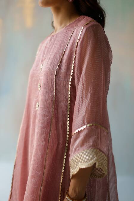 Begum_Purple Zari Tissue Kurta And Modal Satin Pants Lining Noor Embellished & Set _at_Aza_Fashions