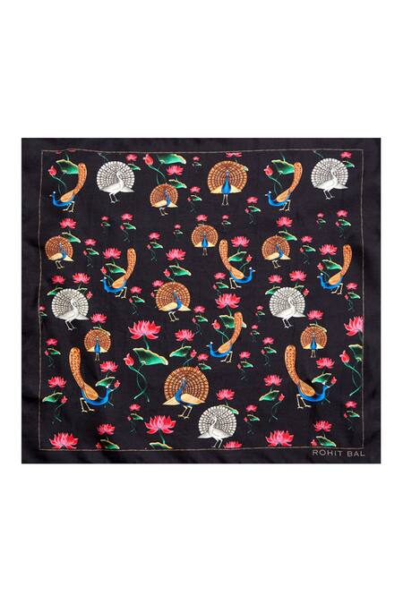 Shop Balance By Rohit Bal Black Printed Pocket Square And Tie Set at Aza Fashions Shop_Balance By Rohit Bal_Black Printed Pocket Square And Tie Set_at_Aza_Fashions