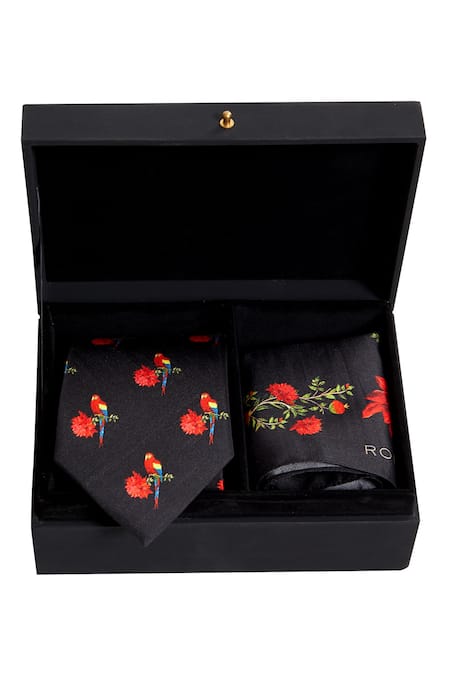 Balance by Rohit Bal Printed Pocket Square & Tie Set 