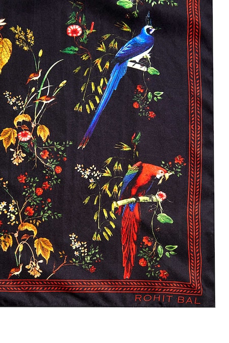 Buy_Balance By Rohit Bal_Black Printed Pocket Square And Tie Set_Online_at_Aza_Fashions