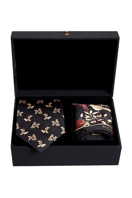 Balance by Rohit Bal Printed Pocket Square & Tie Set 