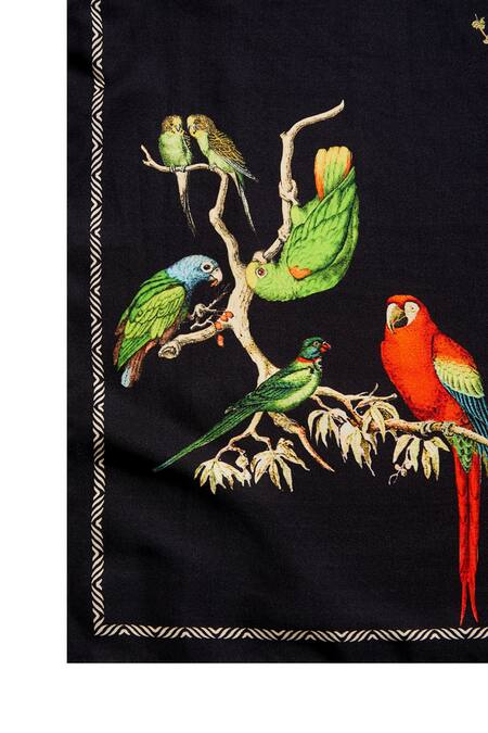 Buy_Balance By Rohit Bal_Black Printed Pocket Square And Tie Set_Online_at_Aza_Fashions