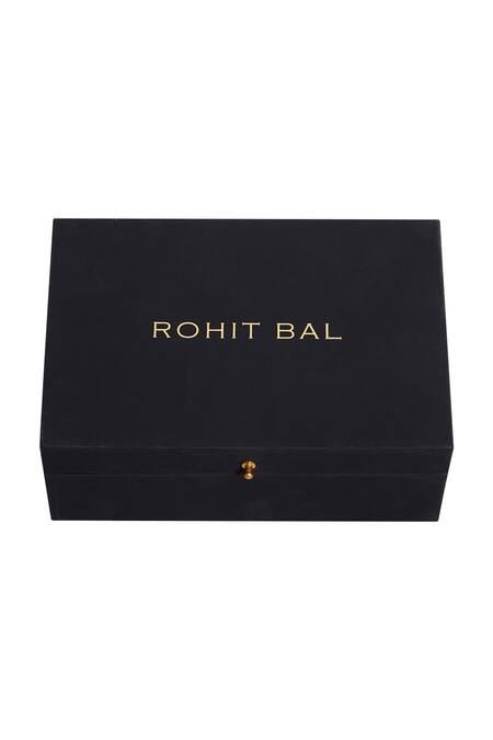 Shop_Balance By Rohit Bal_Black Printed Pocket Square And Tie Set_Online_at_Aza_Fashions