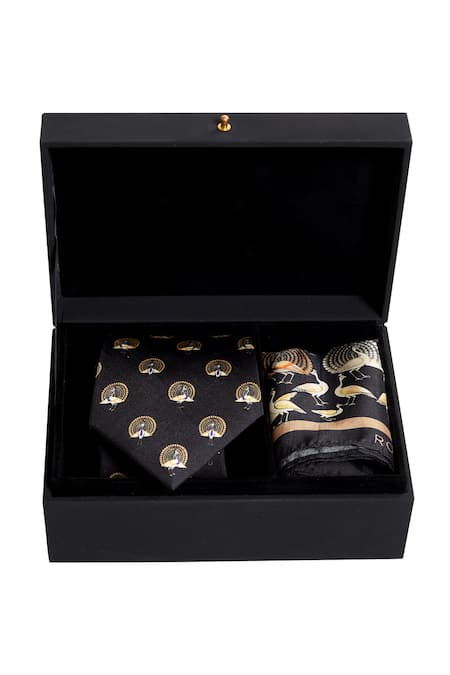 Balance by Rohit Bal Printed Pocket Square & Tie Set 