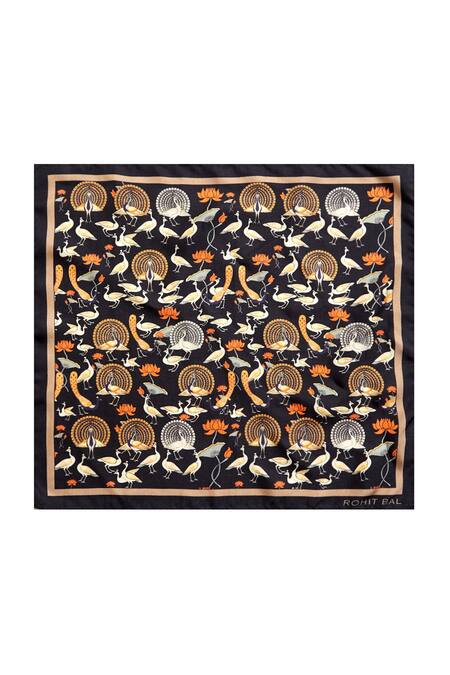 Shop Balance By Rohit Bal Black Printed Pocket Square And Tie Set at Aza Fashions Shop_Balance By Rohit Bal_Black Printed Pocket Square And Tie Set_at_Aza_Fashions