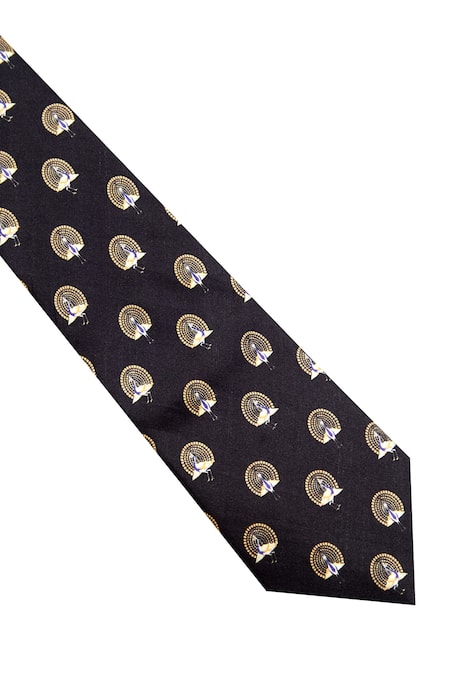 Balance By Rohit Bal Black Printed Pocket Square And Tie Set Online at Aza Fashions Balance By Rohit Bal_Black Printed Pocket Square And Tie Set_Online_at_Aza_Fashions