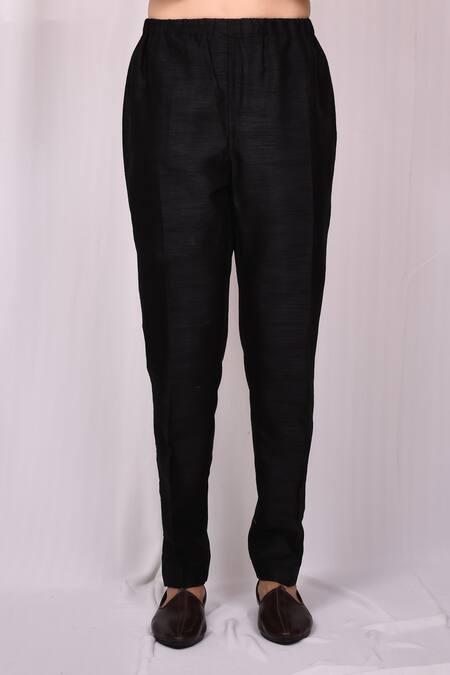 Shop Aryavir Malhotra Black Art Silk Band Collar Kurta And Pant Set Online at Aza Fashions Shop_Aryavir Malhotra_Black Art Silk Band Collar Kurta And Pant Set _Online_at_Aza_Fashions