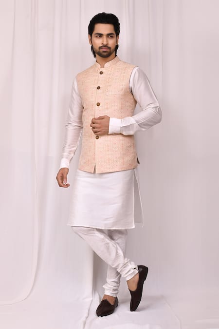 Aryavir Malhotra Floral Woven Bundi Kurta Set 