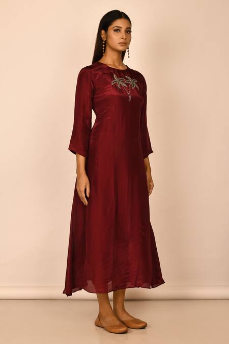 Naintara Bajaj_Red Embroidered Tunic_Online_at_Aza_Fashions