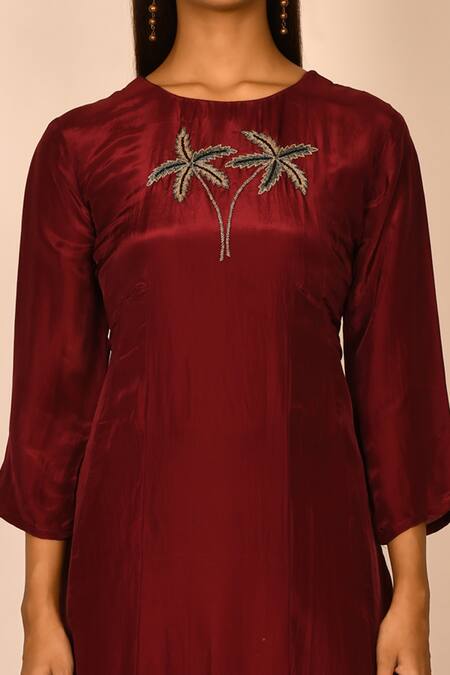 Naintara Bajaj_Red Embroidered Tunic_at_Aza_Fashions