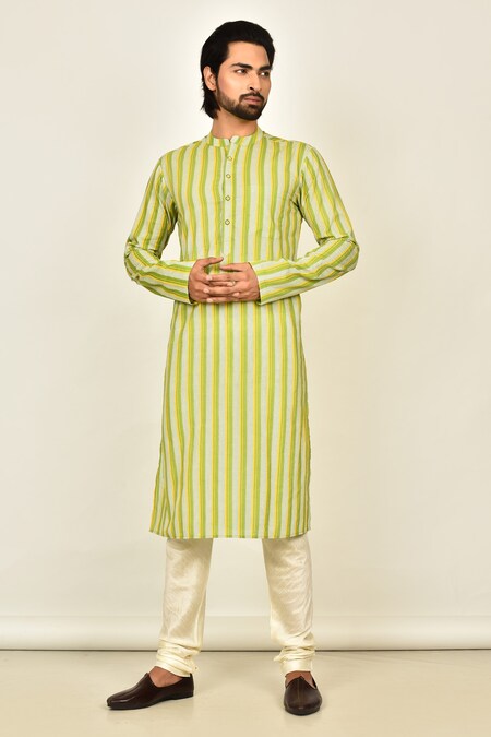 Arihant Rai Sinha Multi Color Cotton Printed Stripe Kurta