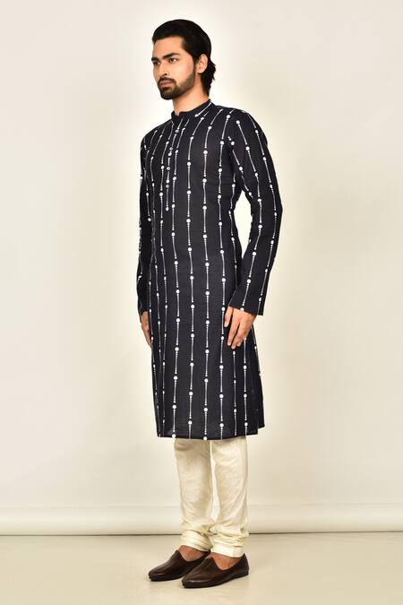 Buy Arihant Rai Sinha Blue Cotton Geometric Print Full Sleeve Kurta Online at Aza Fashions Buy_Arihant Rai Sinha_Blue Cotton Geometric Print Full Sleeve Kurta _Online_at_Aza_Fashions