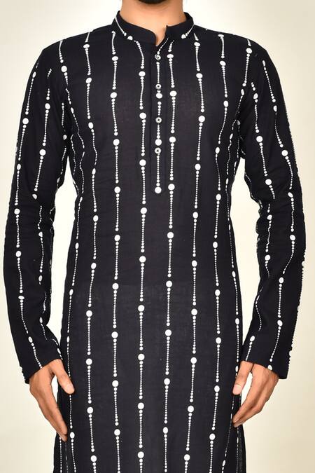 Shop Arihant Rai Sinha Blue Cotton Geometric Print Full Sleeve Kurta Online at Aza Fashions Shop_Arihant Rai Sinha_Blue Cotton Geometric Print Full Sleeve Kurta _Online_at_Aza_Fashions