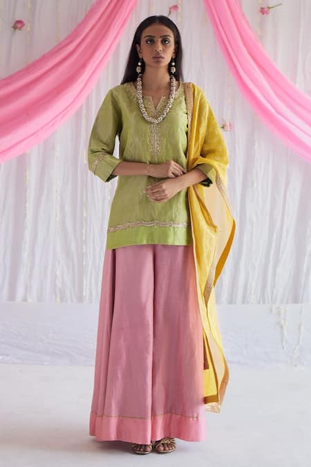 Shorshe Clothing Saifi Kurta & Chanderi Gharara Set 