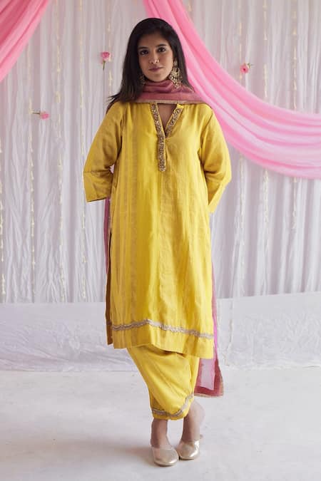 Shorshe Clothing Handloom Cotton Kurta & Salwar Set 