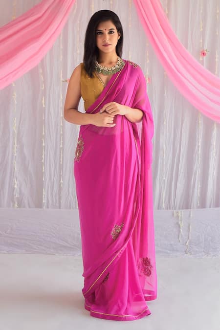 Shorshe Clothing Floral Embroidered Saree 