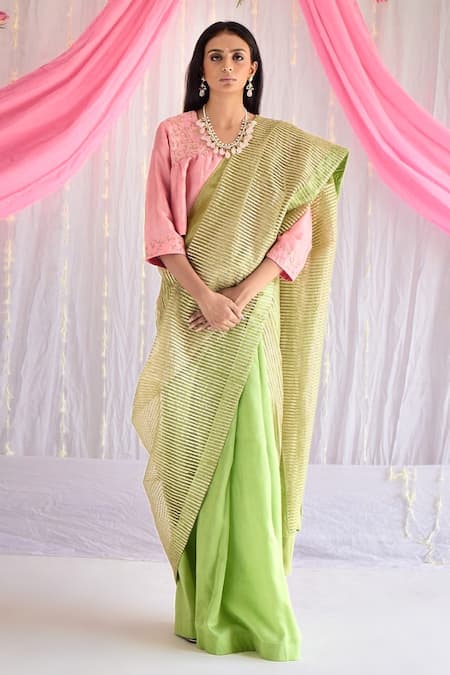 Shorshe Clothing Gota Striped Saree 