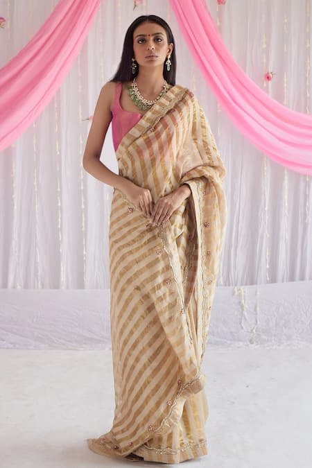 Shorshe Clothing Tissue Striped Chanderi Saree 