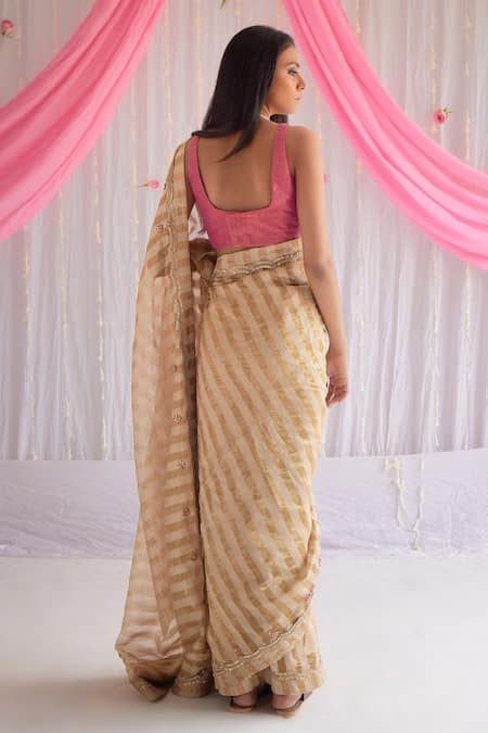 Shorshe Clothing Tissue Striped Chanderi Saree 