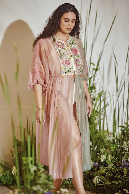 Half Full Curve Tropical Garden Ombre Jacket 