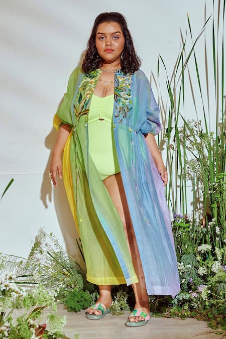 Half Full Curve Tropical Garden Ombre Jacket 