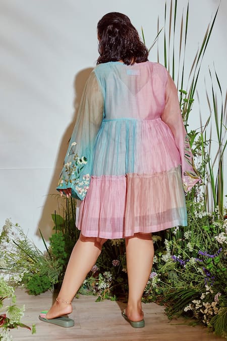 Half Full Curve Tropical Garden Ombre Dress 